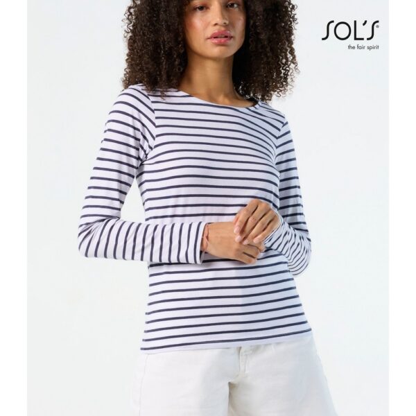 Β2Β Μπλουζάκι μακρυμάνικο  Γυναικείο ριγέ T-shirt  150g/m² - 100% Βαμβάκι   #827