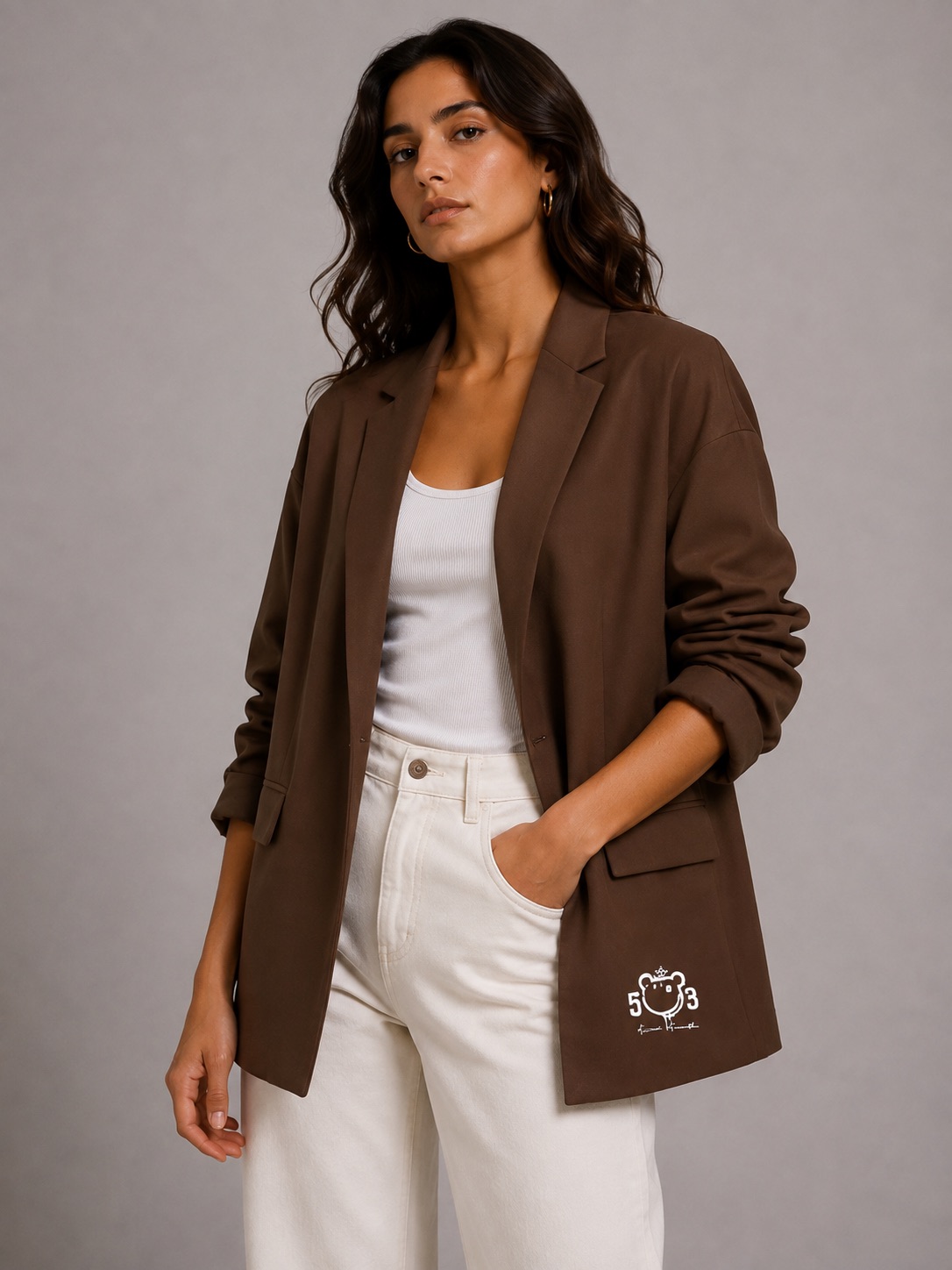 Blazer oversize 503 καφέ #1250 - Image 2